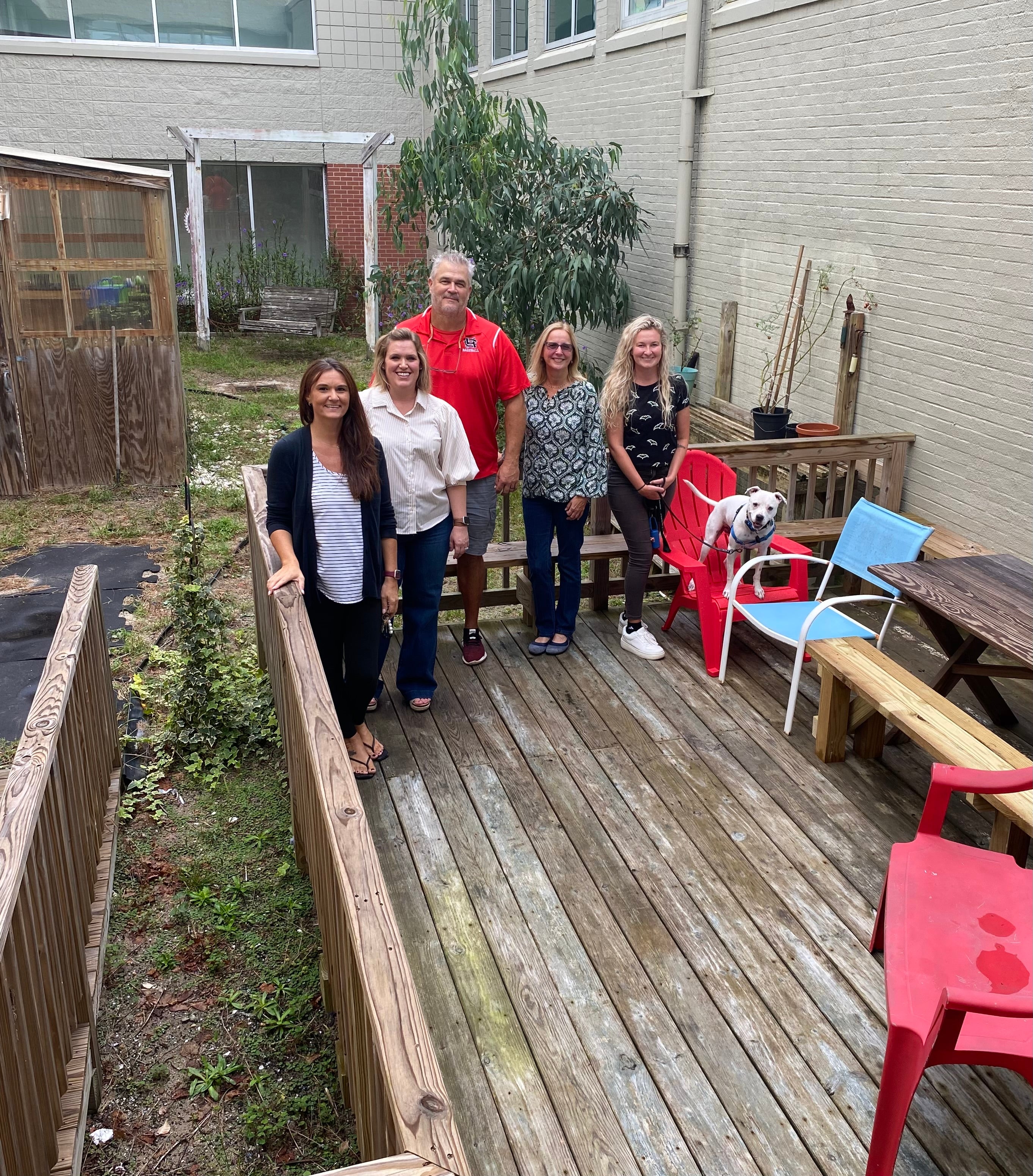 Cape Hatteras Secondary School Staff in Hurricane Garden funded by Bright Ideas Education Grant