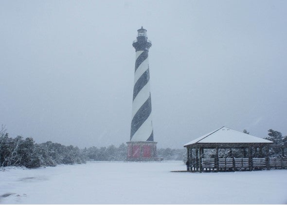Cape Hatteras Lighthouse in the Snow