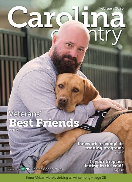 February Carolina Country Cover, Veteran's Best Friend, Man with tan dog