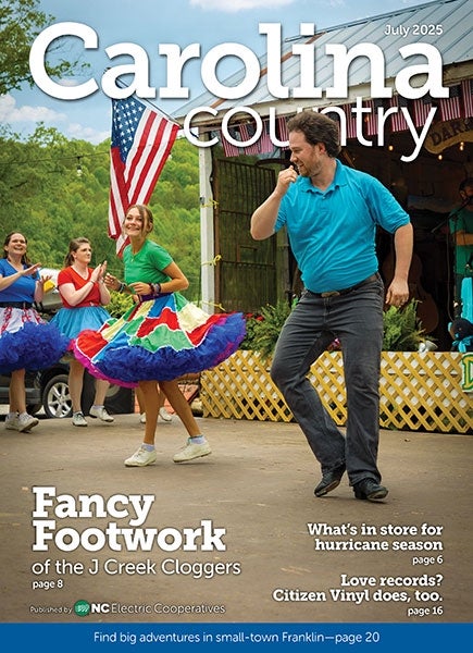 July Carolina Country Cover, J Creek Cloggers dancing