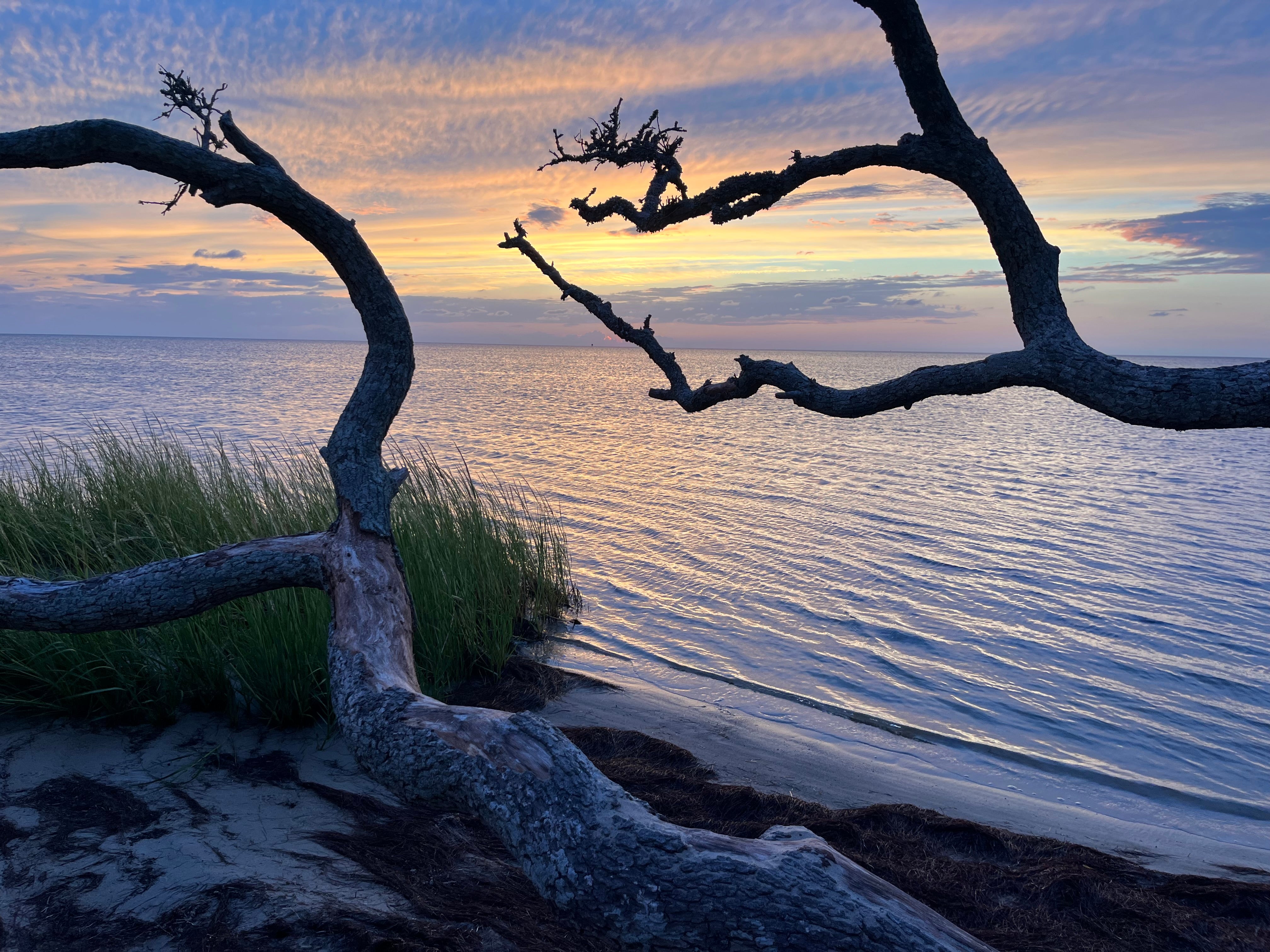 Sunset by the Salvo day use area over the Pamlico Sound on Hatteras Island NC